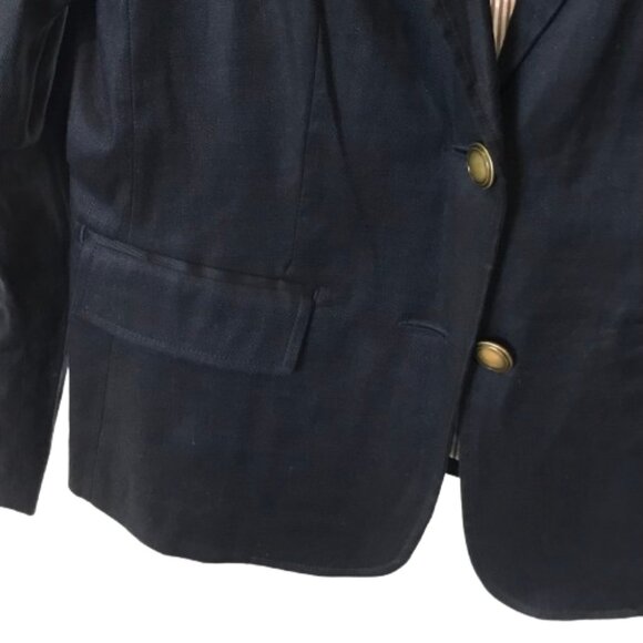 NWT LL Bean Womens Size 6 Indigo Dark Blue Stretch Linen Blend Blazer Jacket NEW - Picture 3 of 4